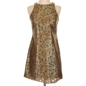 BANANA REPUBLIC GOLD LACE OVERLAY BLACK DRESS Size 4 SLEEVELESS PARTY $25 OBO